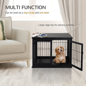 English Elm Pawhut Stylish Dog Crate End Table – Dual-Purpose Furniture For Small Dogs, Lockable Door & Modern Design W2225P217154-GIGA