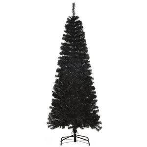English Elm Homcom 6Ft Slim Pencil Douglas Fir Christmas Tree – Realistic, Easy Assembly, Versatile Black Decor W2225P229705