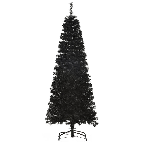 English Elm Homcom 6Ft Slim Pencil Douglas Fir Christmas Tree – Realistic, Easy Assembly, Versatile Black Decor W2225P229705