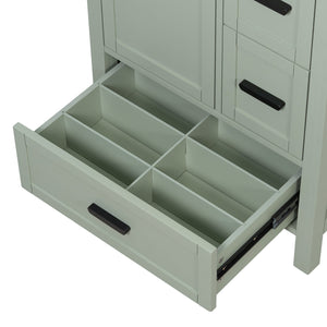 English Elm Modern 24 Inch Bathroom Vanity Solid Wood Cabinet with Ceramic Sink and Soft Close Storage Green N729P292859F