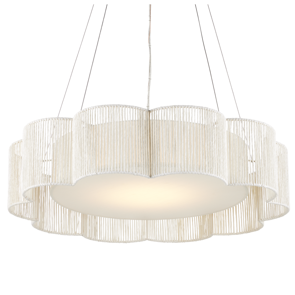 Ancroft White Chandelier - Elegant Scalloped Design, Adjustable Height, LED Light, Contemporary Style