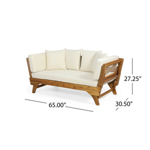 English Elm Christopher Knight Home® - Expandable Outdoor Daybed With Cushions - Acacia Wood Patio Sofa, Adjustable Armrests & Stylish Design 69489.00BGE