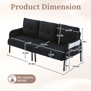 English Elm United We Win Corduroy Loveseat Plush Ergonomic Sofa with Spring Support Metal Legs Black W1568P410053
