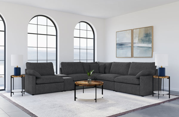 English Elm Hollander Six Piece Modular Sectional with Power Recliners and Deep Cushion Seating B062S01780