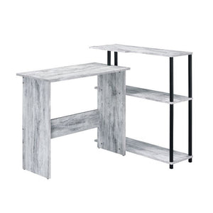 English Elm Rectangular Writing Desk With Integrated Side Shelf, Antique White & Black - Stylish & Functional B016P311334-GIGA