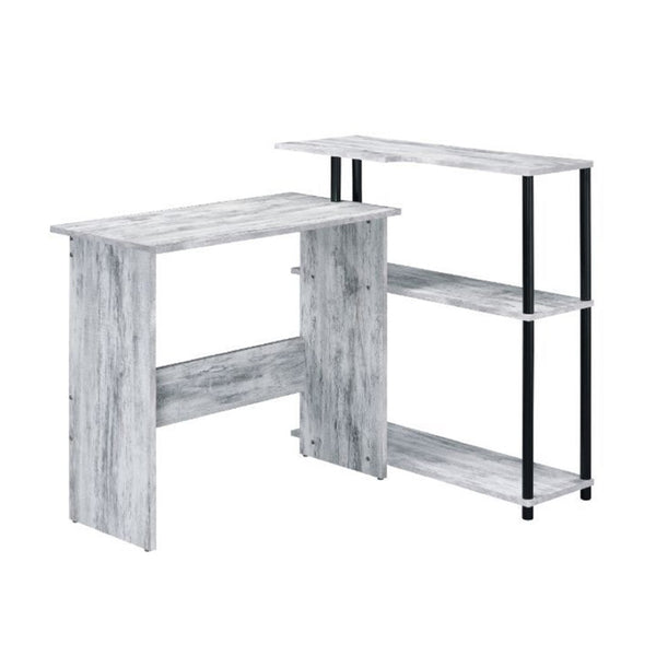English Elm Rectangular Writing Desk With Integrated Side Shelf, Antique White & Black - Stylish & Functional B016P311334-GIGA