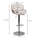 English Elm Hengming Bentwood Pu Leather Swivel Barstools Adjustable Height Kitchen Island Set W212P465193