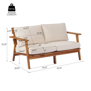 English Elm 4-piece Acacia Wood Outdoor Conversation Set Mid-century Patio with Quick-dry Cushions N767P359942T