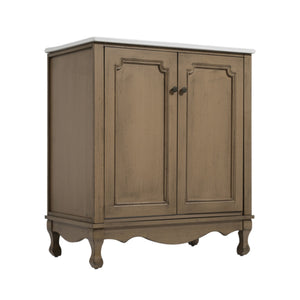 English Elm Christopher Knight Home® - 60" Retro Double Sink Bathroom Vanity Set with Soft-Close Doors, Adjustable Shelves, Rubberwood Legs Antique brown N817P245317L