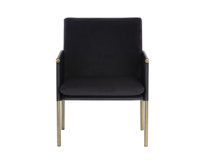 Sunpan Bellevue Lounge Chair - Elegant Upholstered Design with Antique Brass Frame and Unique Textures Abbington Black / Bravo Black
