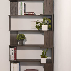 English Elm 90cm L-shaped Corner Bookcase Five Tier Mdf Open Shelving Unit for Home Office W2899P444161