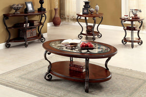 English Elm Traditional Elegant Brown Cherry Side Table with Ornate Scroll Legs and Open Shelf for Living Room Decor Brown Multi 27 L x 27 W x 7 H B011P203062