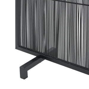 English Elm Willow Iron Fireplace Screen Powder Coated Vertical Bar Grid for Modern Interiors Black N775P386927B
