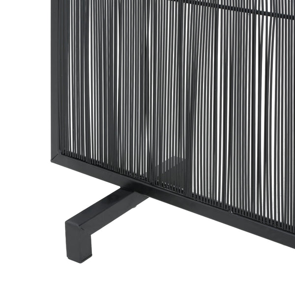 English Elm Willow Iron Fireplace Screen Powder Coated Vertical Bar Grid for Modern Interiors Black N775P386927B