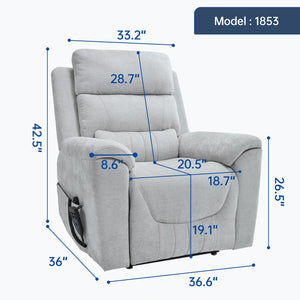 English Elm Dual Motor Power Lift Recliner with Massage Heat and Leatherair Upholstery 350 Lb W3224S00020