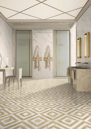 English Elm 12*12 Waterjet Marble Tiles - Luxurious White & Gold Natural Stone For Elegant Floors & Walls W1696P262344