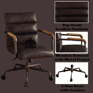 English Elm Harith Top Grain Slate Leather Executive Office Chair — High-Back, Ergonomic Lumbar Support, Swivel B2726P255310