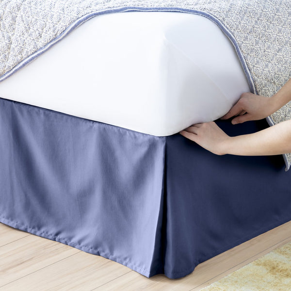 English Elm Linenspa Microfiber 14-Inch Drop Bedskirt for Cal King — Wrinkle, Fade & Stain Resistant, Machine Washable Protection Navy B350P394819