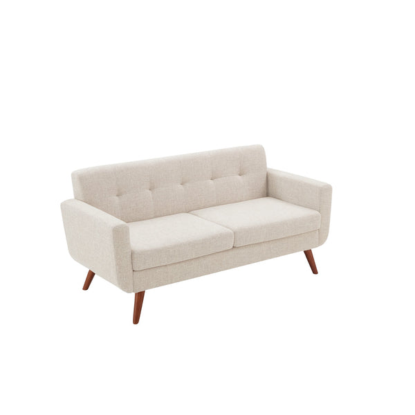 English Elm 65" Mid Century Modern Loveseat Button Tufted Linen Upholstered Sofa for Living Room T2694P420245