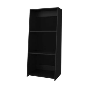 English Elm Wenge Modern Three-Shelf Bookcase – Stylish Storage Solution For Home, Office, And Decor Display B062P252201-GIGA