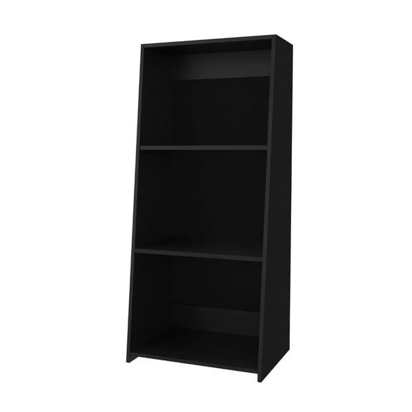 English Elm Wenge Modern Three-Shelf Bookcase – Stylish Storage Solution For Home, Office, And Decor Display B062P252201-GIGA