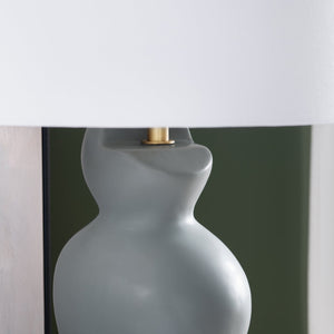 Crestview Collection 31" H Elegant Ceramic Table Lamp With Grey Curved Design & White Linen Shade For Any Room Decor   Cvazp135