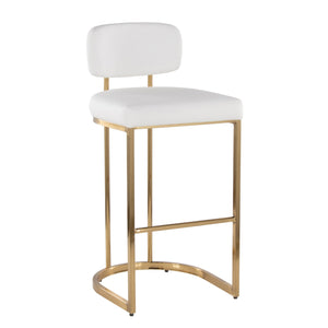 English Elm Fixed-height Barstools Powder Coated Steel Frame Brown Upholstered Seat Set of Two B202P471222