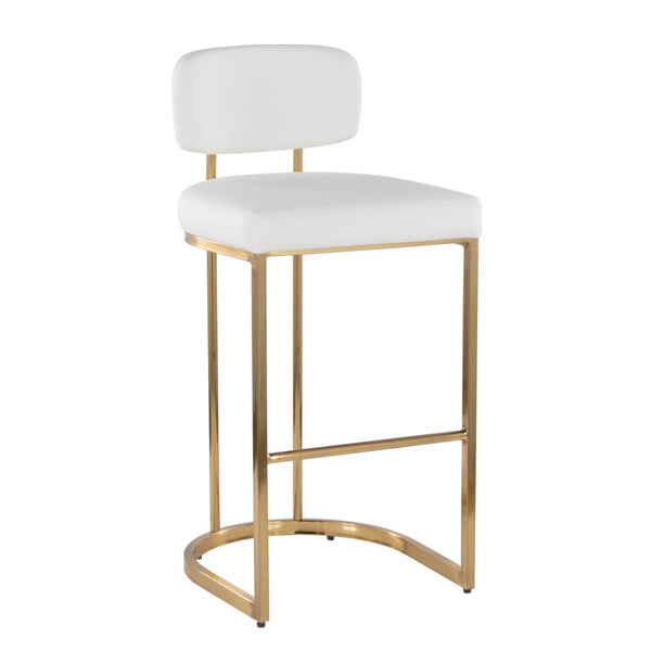 English Elm Fixed-height Barstools Powder Coated Steel Frame Brown Upholstered Seat Set of Two B202P471222