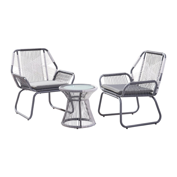English Elm Christopher Knight Home® - MILAN 3PC Chat Set Outdoor Patio Grey PE Rattan Bistro with Cushions, Compact 28.5x26.5x21.5 Inches 62331.00GRY