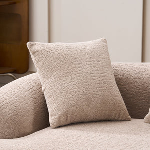 English Elm LY-025S Curved Loveseat Sofa Compact 65" chenille upholstery, 30D foam with spring core, 300lb capacity, 3 pillows, apartment-friendly Apricot Cream W2231P292607