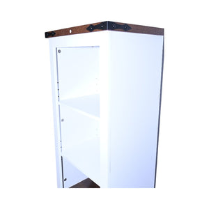 English Elm Narrow Farmhouse Bathroom Storage Cabinet with Adjustable Shelves, Drawer & Tall Linen Tower Design White+Walnut W1412P271793