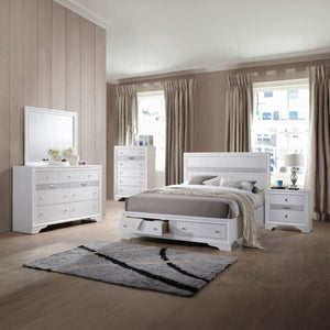 English Elm Contemporary Nightstand with Textured Finish and 2 Drawers — Modern Wooden Bedroom Storage, Easy Assembly White 20 L x 29 W x 30 H B2741P321725