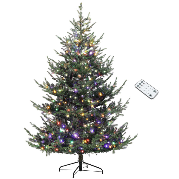 English Elm Homcom 7.5 Ft Prelit Nordic Pine Christmas Tree With 300 Dual-Color Leds - Elegant Holiday Centerpiece W2225P249638