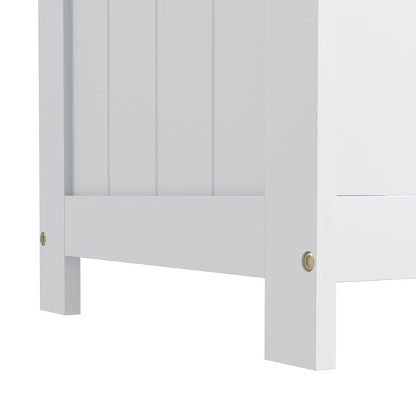 English Elm HOMCOM 29.9" Storage Chest Bench with Safety Hinges, 264lb Seat Capacity, White MDF Organizer W2225P173959