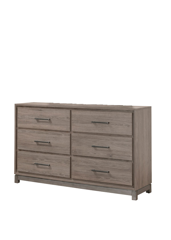 English Elm 1pc Contemporary 4-Drawer Storage Chest with Metal Handles and Luxe Metallic Accents for Bedroom Brown,Gray 61 L x 18.5 W x 38 H B2741P353149