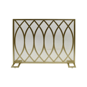 English Elm Christopher Knight Home® - FIRE Screen Junior Modern Single Panel Iron Fireplace Screen Gold Finish — Protective Mesh, Chic Accent and Easy Assembly (39.75" W) 65181.00GLD