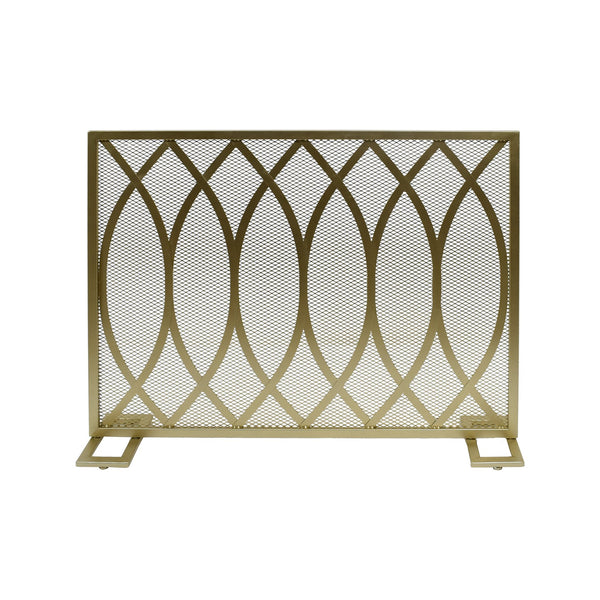 English Elm Christopher Knight Home® - FIRE Screen Junior Modern Single Panel Iron Fireplace Screen Gold Finish — Protective Mesh, Chic Accent and Easy Assembly (39.75" W) 65181.00GLD