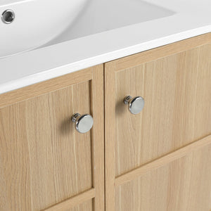 English Elm 30" Modern Wall-Mounted Bathroom Vanity Cabinet, Oak Plywood Finish, 2 Soft-Close Doors, Hardware Included W1972P265284