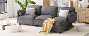 English Elm 107.8'' Large L-Shaped 3-Seater Sofa With Movable Ottoman & Pockets - Modern Comfort For Any Space W680S00046