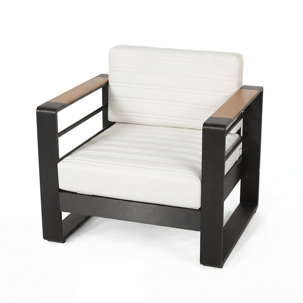 English Elm Giovanna Outdoor Club Chair Powder Coated Aluminum Slatted Resort Patio Seat N776P449941W