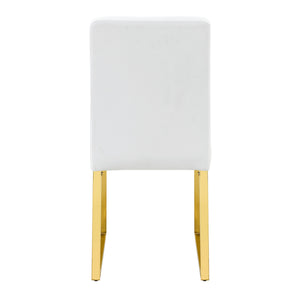 English Elm 2-pack Pu Leather Dining Chairs with Iron Legs and Foam Cushion for Home or Office White+Gold W2920P294518