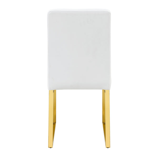 English Elm 2-pack Pu Leather Dining Chairs with Iron Legs and Foam Cushion for Home or Office White+Gold W2920P294518