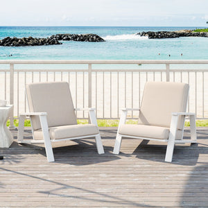 English Elm Christopher Knight Home® - Patio Lounge Chair Set Of 2 - Stylish White Acacia Wood Frame & Weather-Resistant Beige Cushions N779P291591W-2
