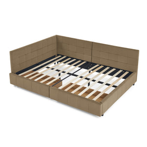 English Elm Full Size Upholstered Tufted Bed Frame - Stylish Sofa Bed With Storage, Brown Velvet Elegance W487S00307