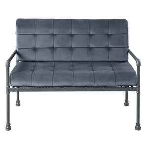 English Elm Grey Memory Foam Loveseat with Loose Back and Industrial Pipe Frame, Velvet Sandy Grey Comfortable Support B062P185737