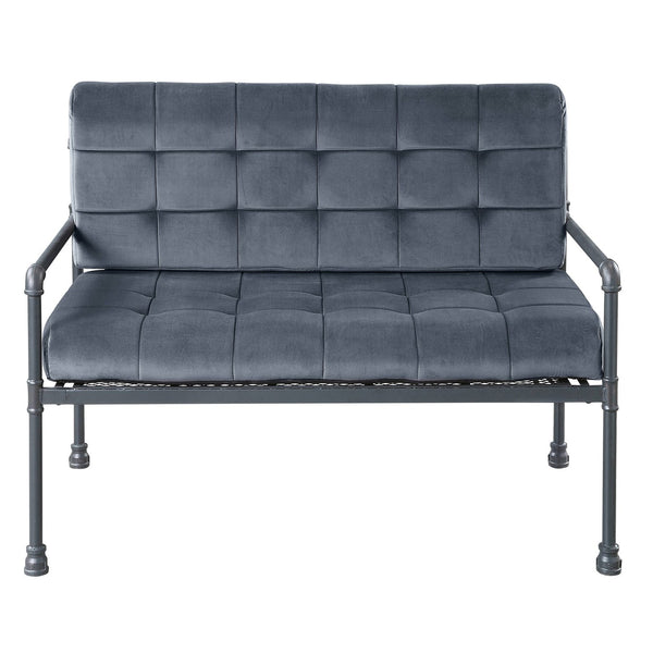 English Elm Grey Memory Foam Loveseat with Loose Back and Industrial Pipe Frame, Velvet Sandy Grey Comfortable Support B062P185737