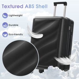 English Elm Luggage 3 Piece Hard Shell Abs Suitcase Set with Spinner Wheels and Tsa Lock Black N730P304620B
