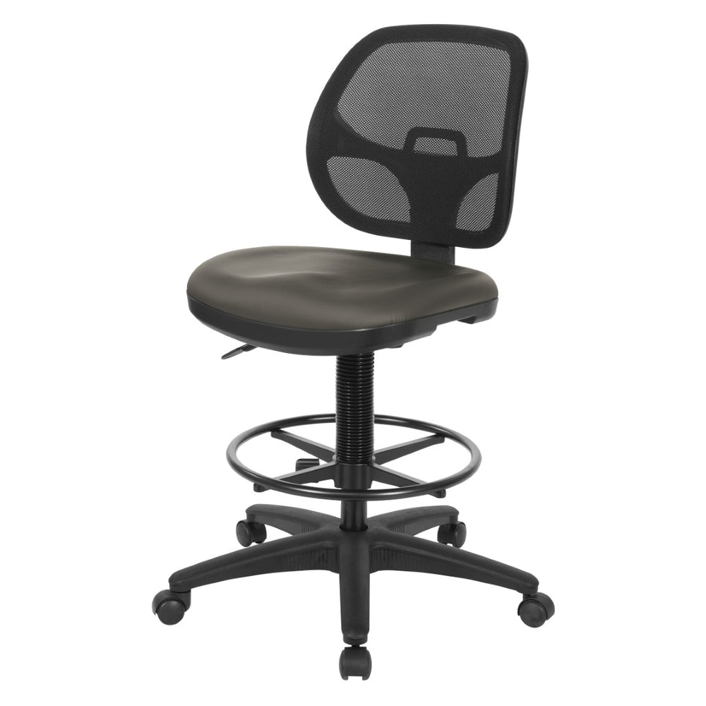 OSP Home Furnishings Deluxe Ergonomic Drafting Chair with Mesh Back Dillon Fabric Seat and Adjustable Footring Dillon Graphite DC2990V-R111