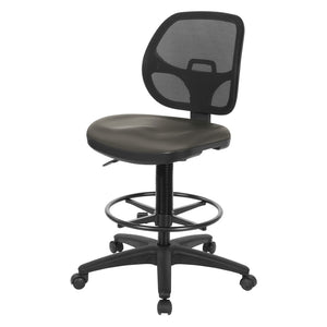 OSP Home Furnishings Deluxe Ergonomic Drafting Chair with Mesh Back Dillon Fabric Seat and Adjustable Footring Dillon Graphite DC2990V-R111