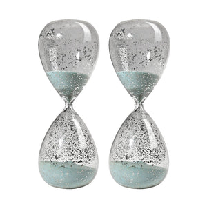 English Elm Set Of 2 Elegant 10" Silvered Hourglasses With Jade Sand - Timeless Home Decor & Functional Timer W2078P278428-GIGA
